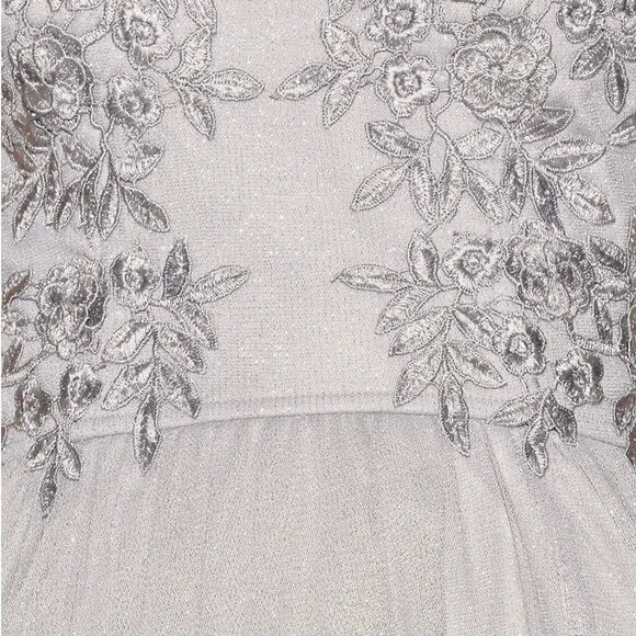 Lulus Midnight Dreamer Grey Embroidered Strapless Maxi Dress - Size S - Picture 4 of 4